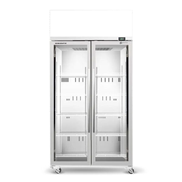TME1000N AC 2 glass door fridge with lit sign